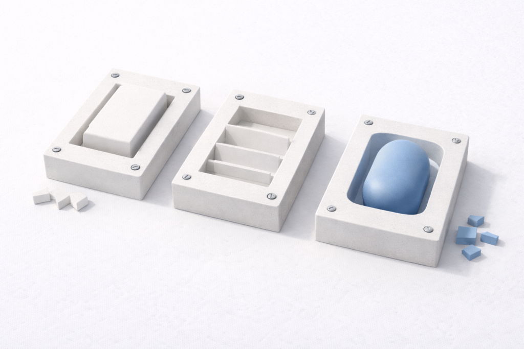 A printed report with charts and graphs lies on a desk, framed by blue key tags, a pencil, binder clips, and rolled papers.