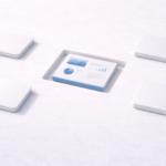 A central content card with charts and text is revealed among surrounding blank tiles, suggesting a selected or highlighted answer within a structured system.